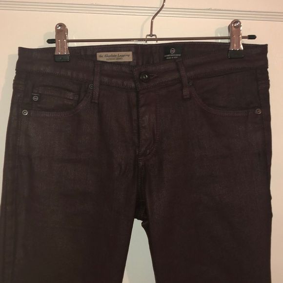 AG maroon leather look skinny jeans - Picture 2 of 6